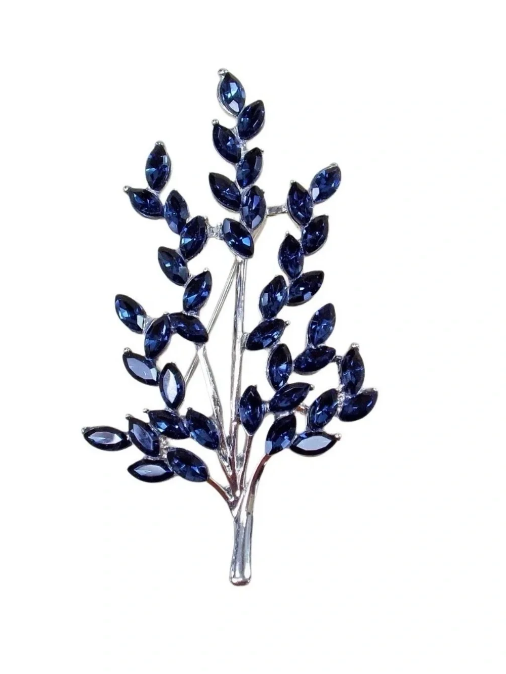 Blue Crystal Tree Brooch Pin Elegant Leaf Scarf Lapel Fashion Floral Jewelry New
